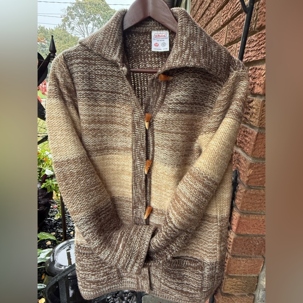Brown and Cream Knit Cardigan